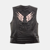 Motorcycle Style Black Leather Biker Vest
